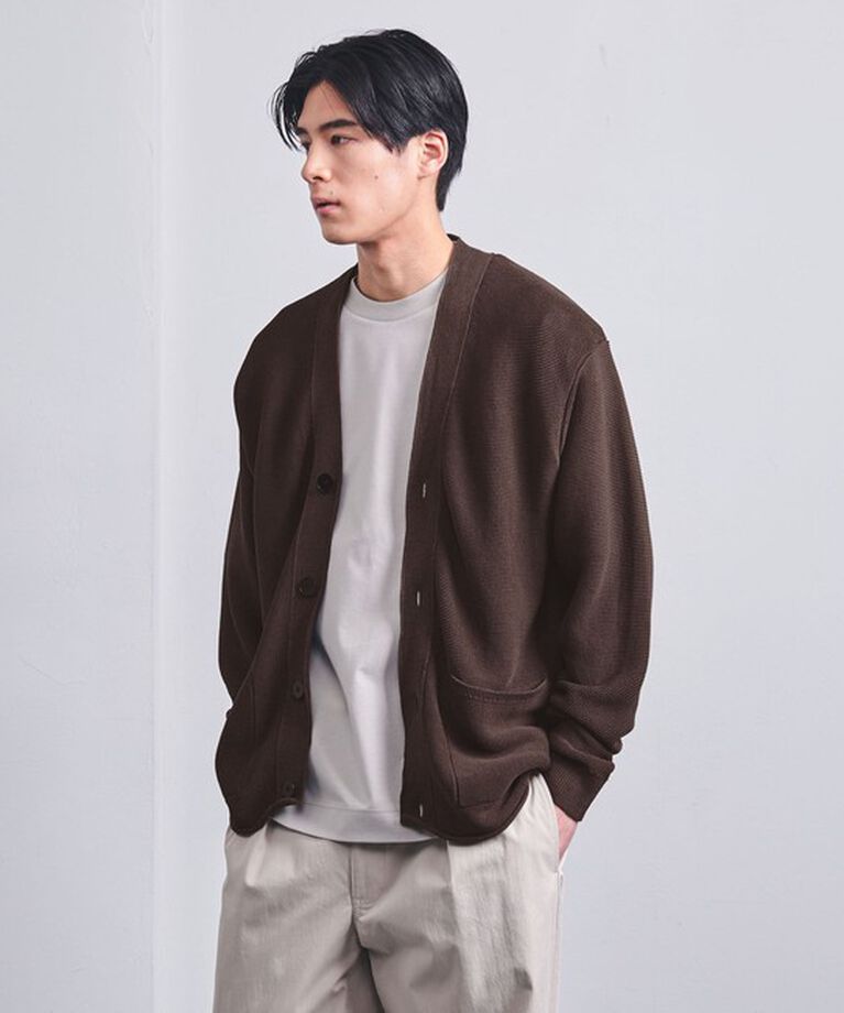UNITED ARROWS「ペーパーヤーン Vネック カーディガン」|カーディガン|DK.BROWN