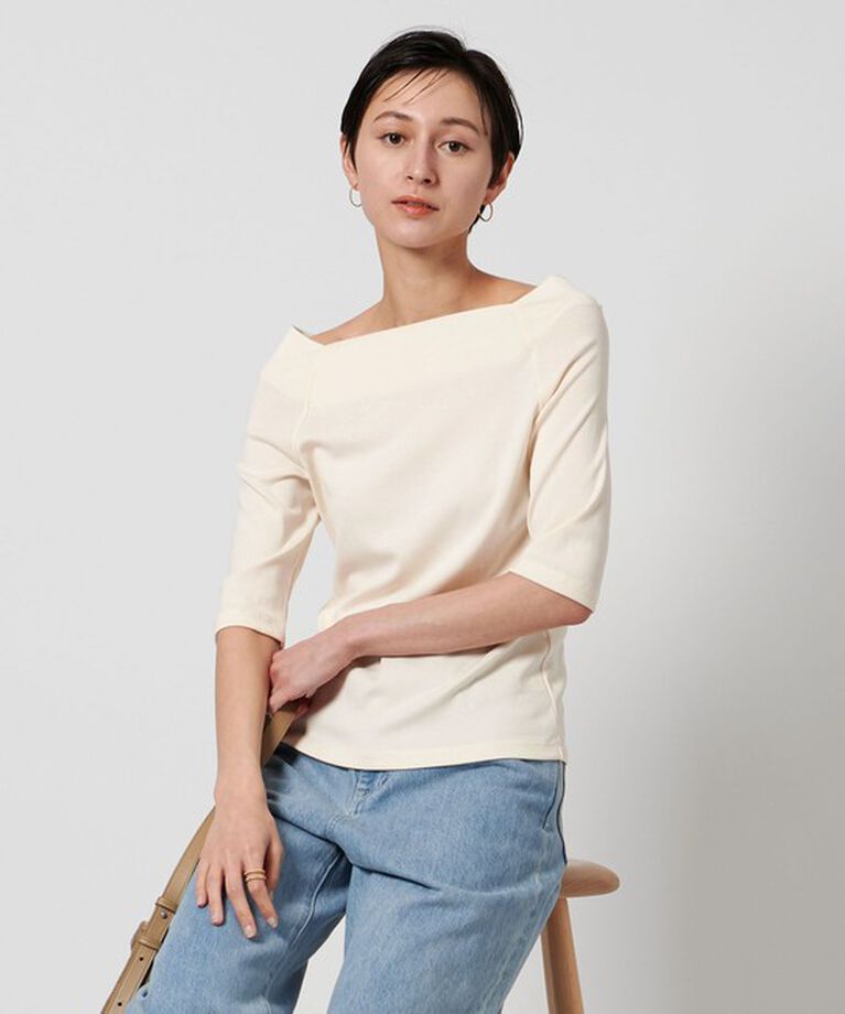 UNITED ARROWS「スクープドネック ハーフスリーブ カットソー」|Tシャツ・カットソー|OFF WHITE