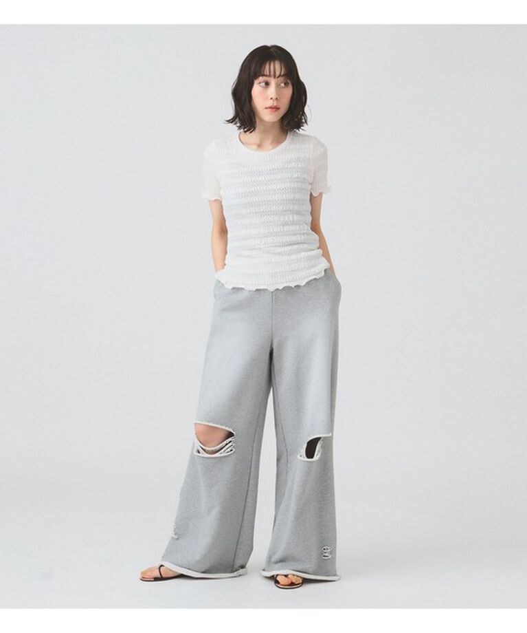 Ray BEAMS 「シャーリング レース Tシャツ」|Tシャツ・カットソー|