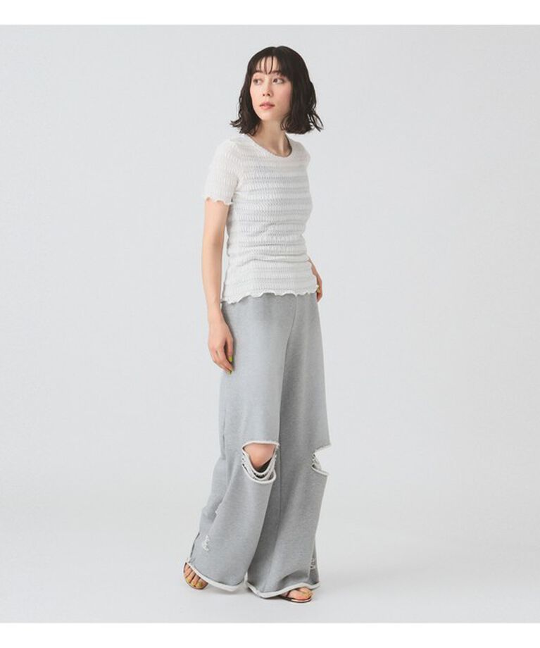 Ray BEAMS 「シャーリング レース Tシャツ」|Tシャツ・カットソー|