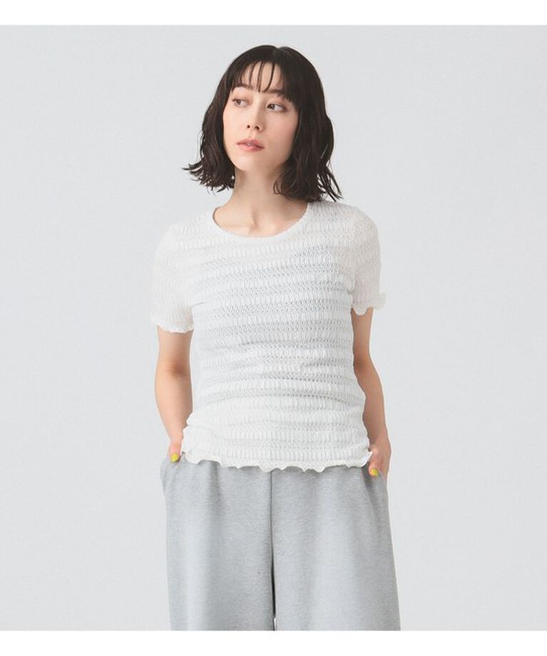 Ray BEAMS 「シャーリング レース Tシャツ」|Tシャツ・カットソー|