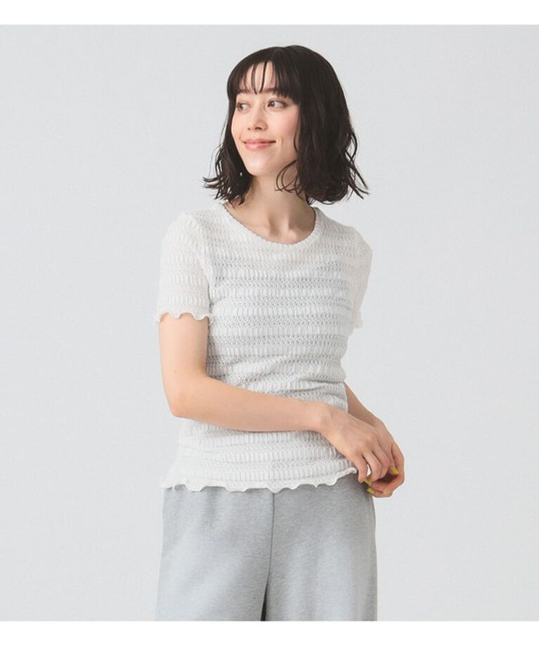 Ray BEAMS 「シャーリング レース Tシャツ」|Tシャツ・カットソー|