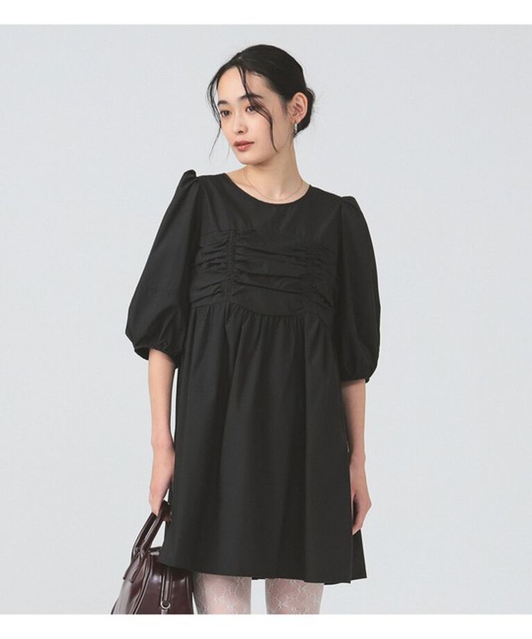 Ray BEAMS 「タフタ ギャザー ヨーク ミニ ワンピース」|ワンピース|BLACK