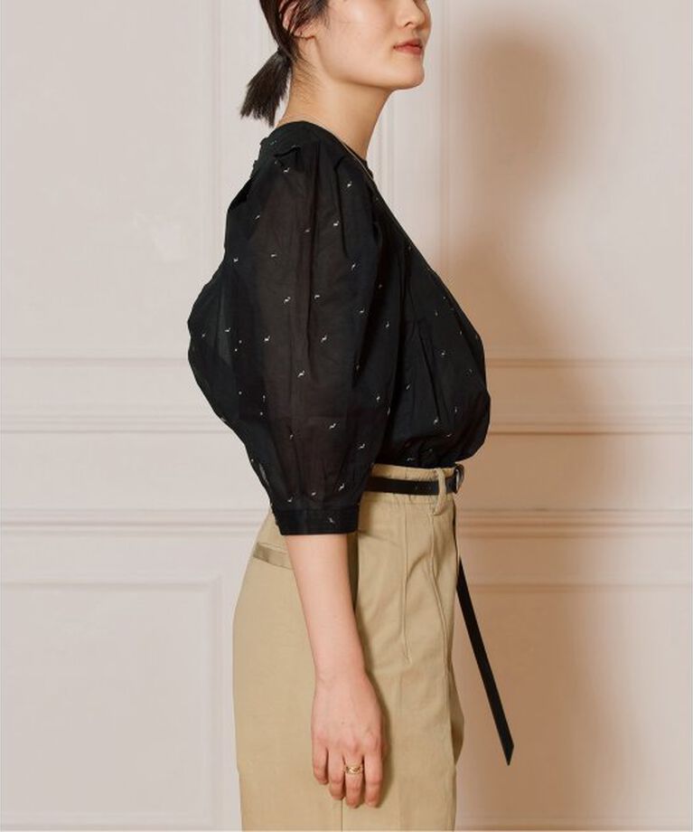 IENA LA BOUCLE「IENA LA BOUCLE コットンオーガンザエンブロイダリーパフィーブラウス」|シャツ・ブラウス|