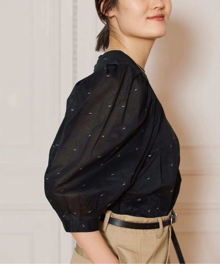 IENA LA BOUCLE「IENA LA BOUCLE コットンオーガンザエンブロイダリーパフィーブラウス」|シャツ・ブラウス|