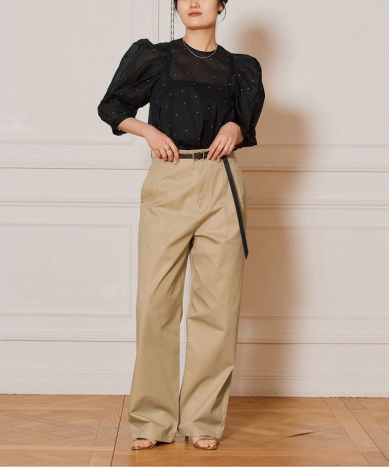 IENA LA BOUCLE「IENA LA BOUCLE コットンオーガンザエンブロイダリーパフィーブラウス」|シャツ・ブラウス|