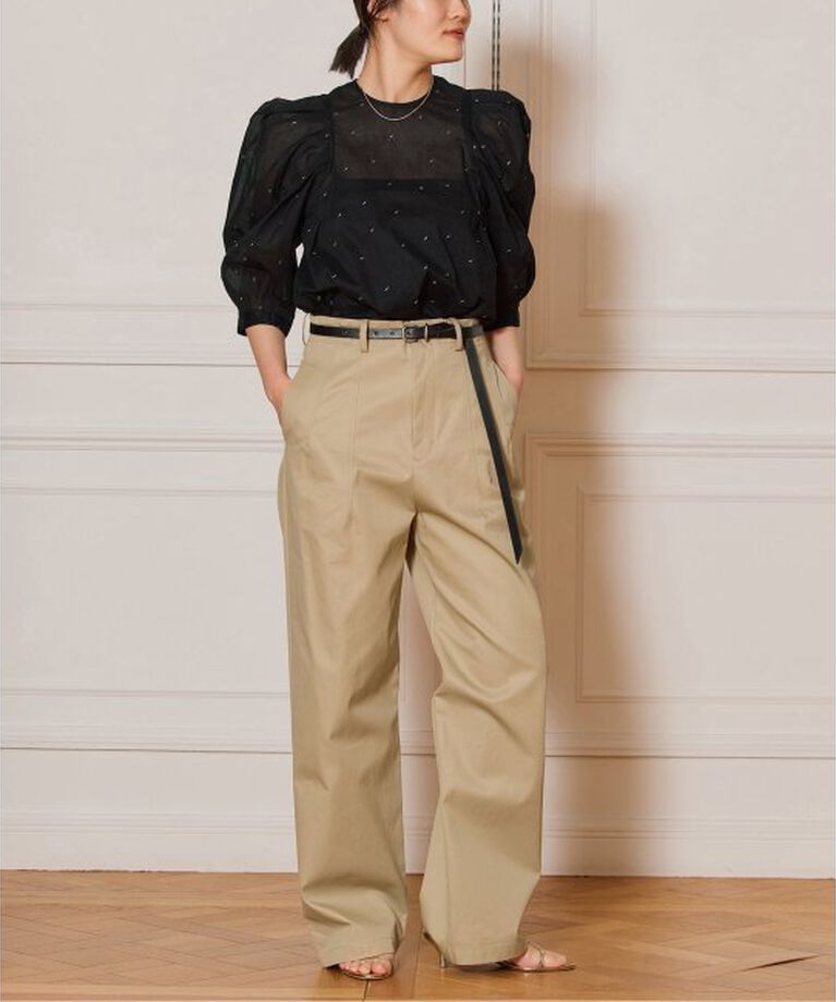 IENA LA BOUCLE「IENA LA BOUCLE コットンオーガンザエンブロイダリーパフィーブラウス」|シャツ・ブラウス|