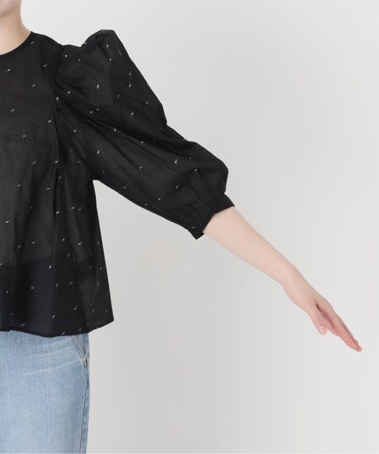 IENA LA BOUCLE「IENA LA BOUCLE コットンオーガンザエンブロイダリーパフィーブラウス」|シャツ・ブラウス|