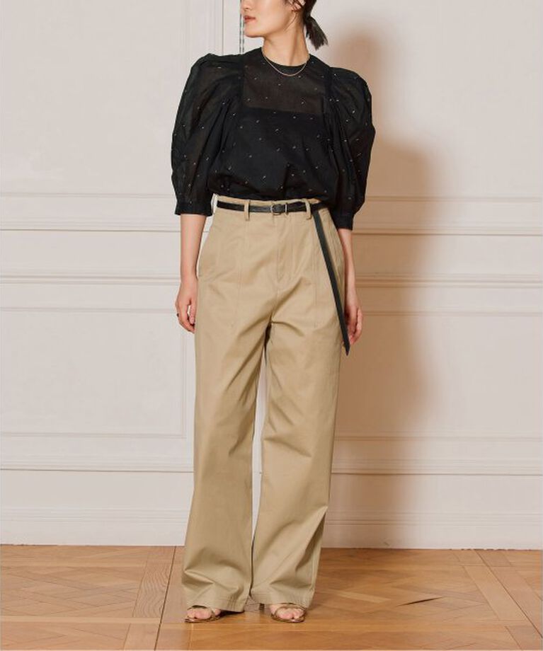 IENA LA BOUCLE「IENA LA BOUCLE コットンオーガンザエンブロイダリーパフィーブラウス」|シャツ・ブラウス|