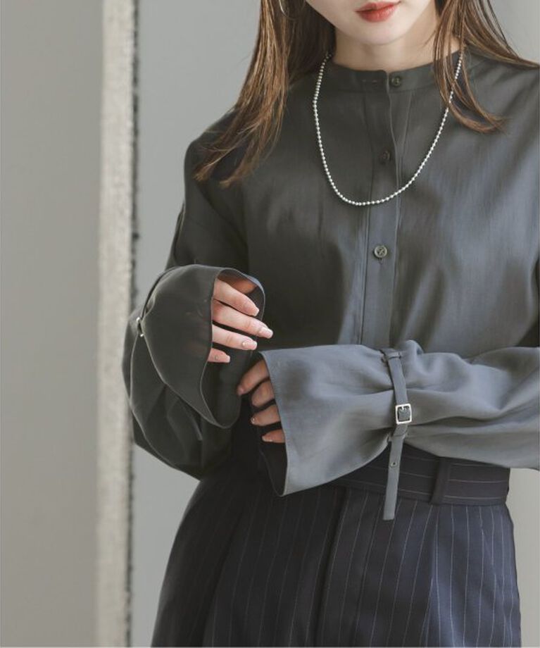 NOBLE「【My Policy Shirt】ベルテッドスリーブバンドカラーシャツ」|シャツ・ブラウス|