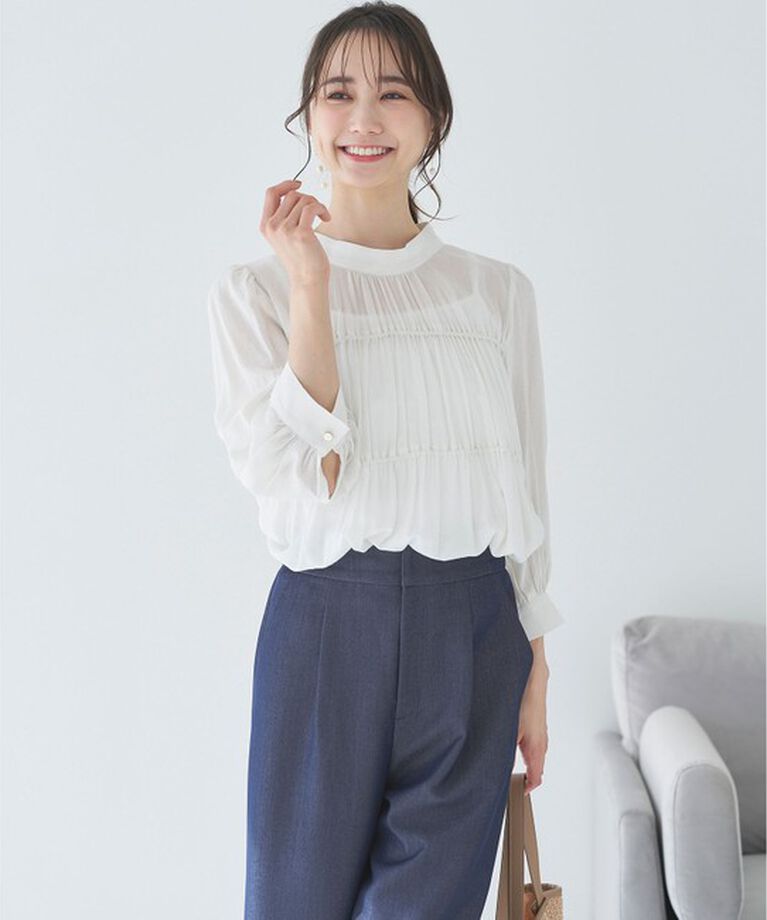 any SiS「【洗える】シャーリングシアー ブラウス」|シャツ・ブラウス|