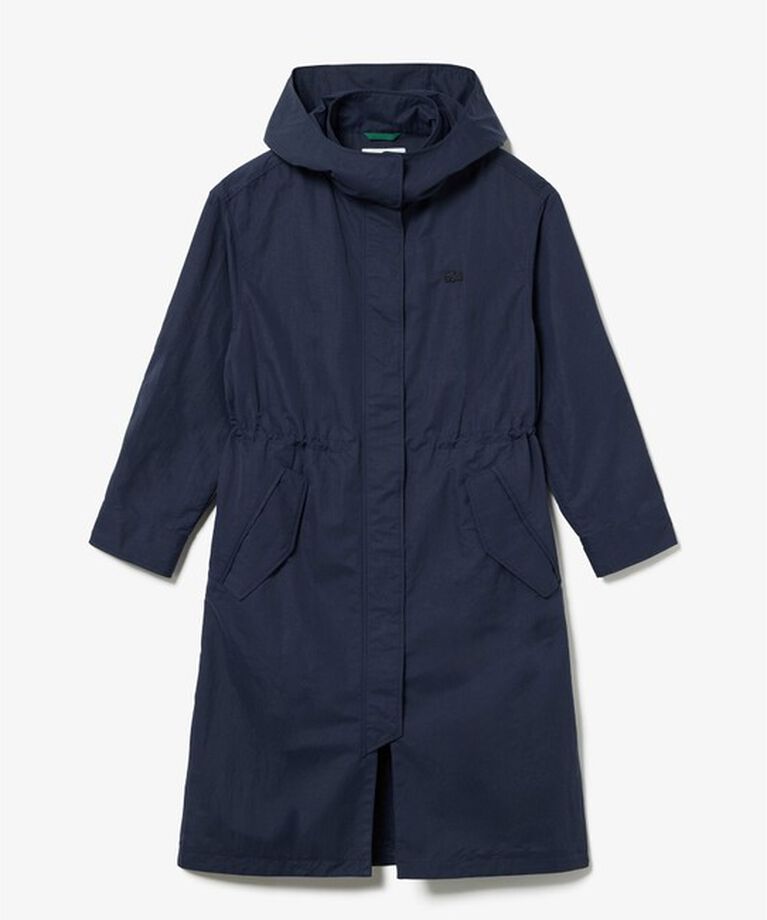 LACOSTE「フード脱着可 撥水ナイロン スタンドカラー ミリタリーコート / ロングコート」|ステンカラーコート|