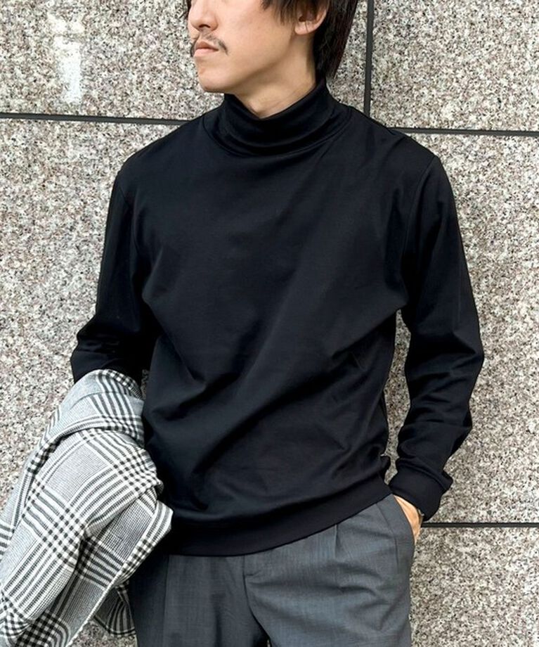NOLLEY'S goodman「《ビジカジ対応》シルケットスムース タートルネックドレスロンT」|Tシャツ・カットソー|ブラック