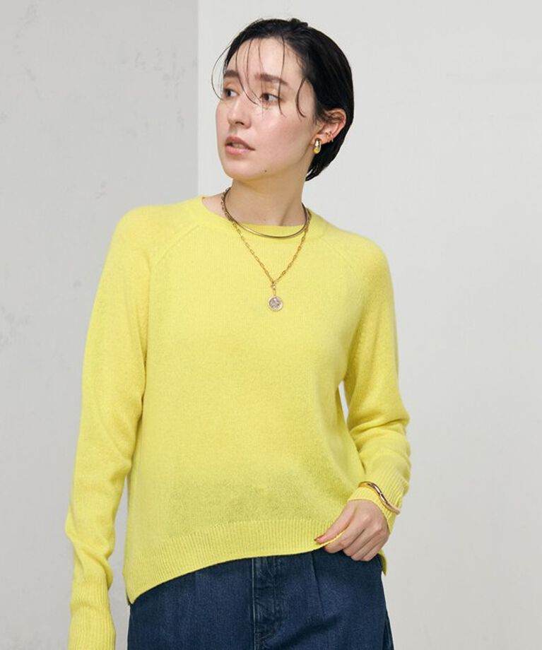 NOLLEY'S「シアーカシミヤボートネックプルオーバーニット」|ニット・セーター|イエロー