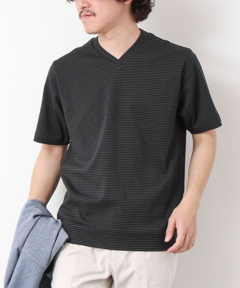 NOLLEY'S goodman「《ビジカジ対応》セミシルケットスムース ボーダー Vネック ドレスTシャツ 25SS」|Tシャツ・カットソー|