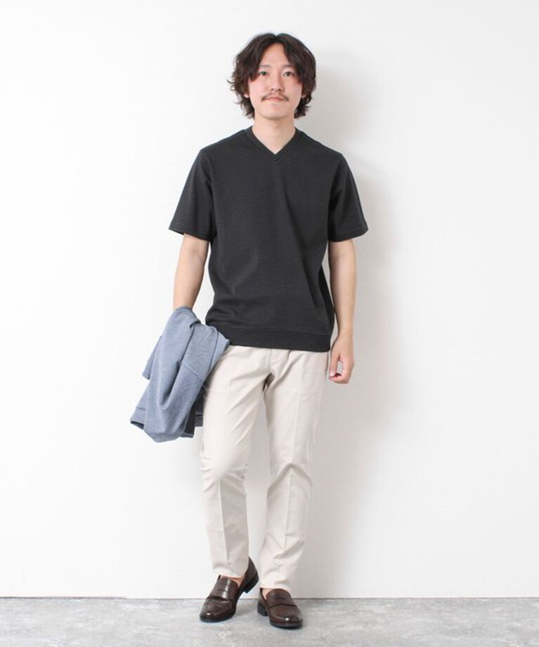 NOLLEY'S goodman「《ビジカジ対応》セミシルケットスムース ボーダー Vネック ドレスTシャツ 25SS」|Tシャツ・カットソー|