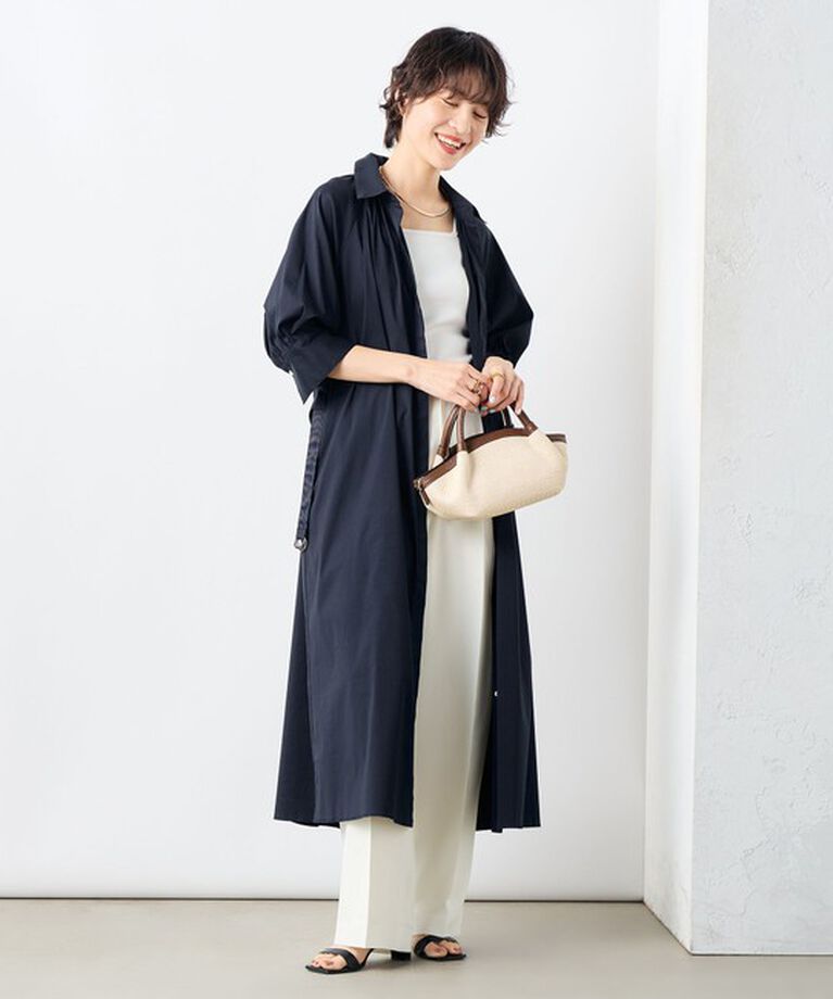 NOLLEY'S「ウォッシャブル高密度ストレッチシャツワンピース」|ワンピース|