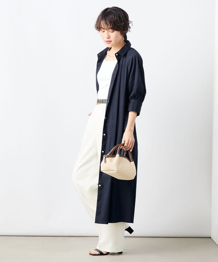 NOLLEY'S「ウォッシャブル高密度ストレッチシャツワンピース」|ワンピース|