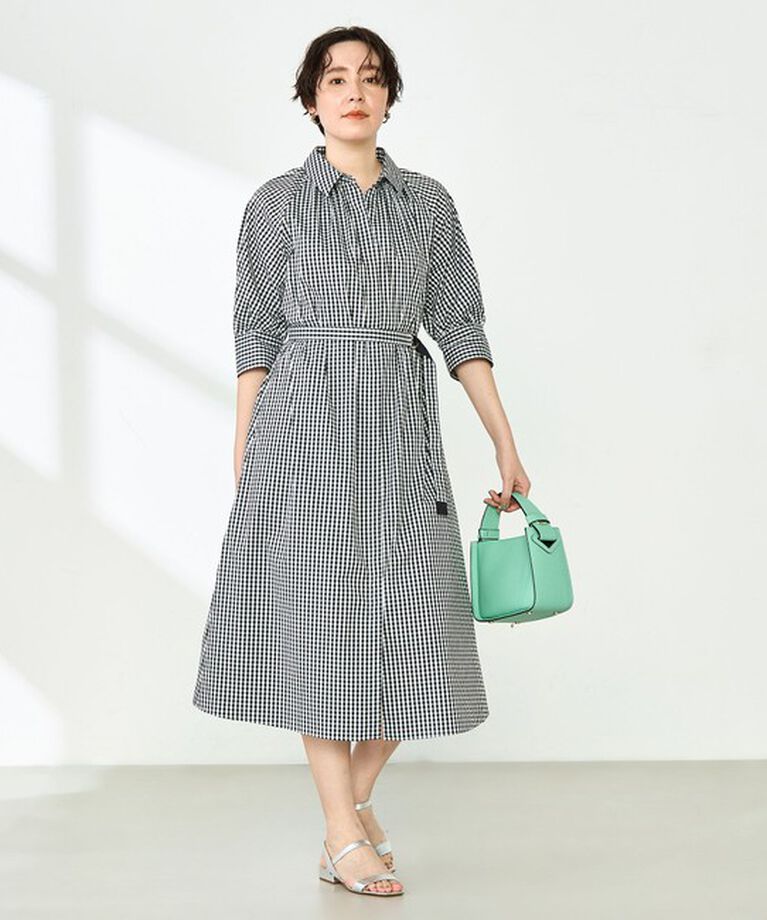 NOLLEY'S「ウォッシャブル高密度ストレッチシャツワンピース」|ワンピース|ブラック系その他