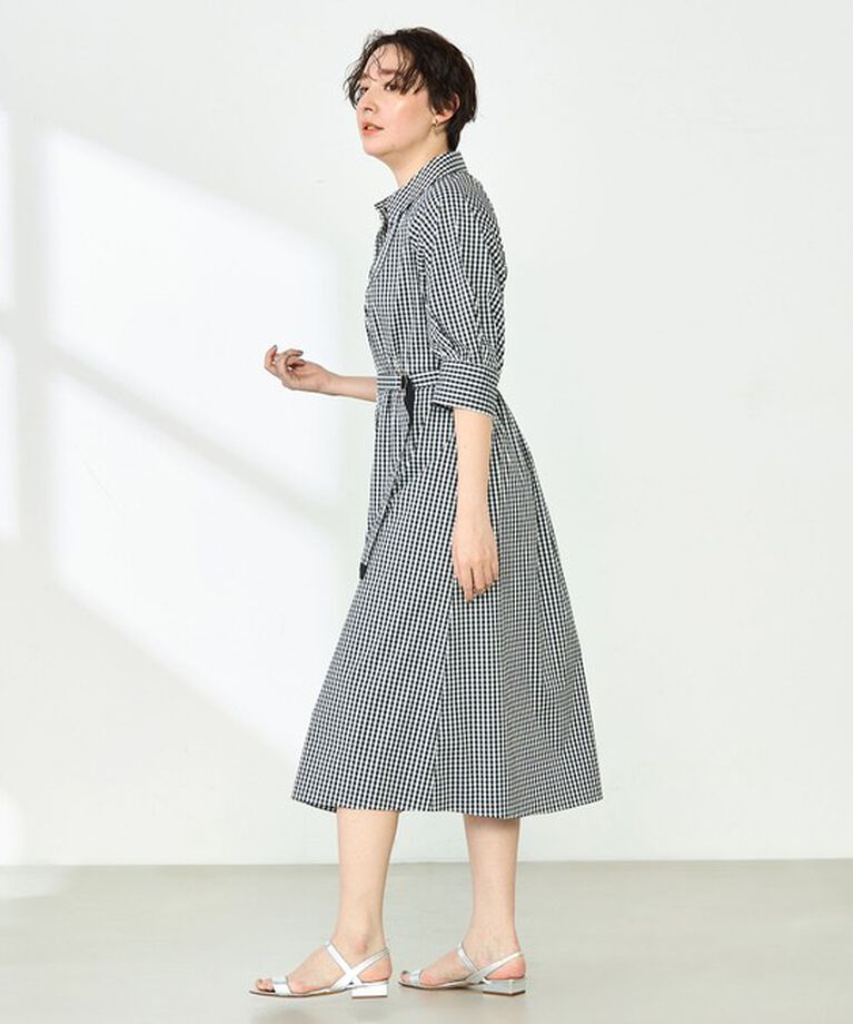 NOLLEY'S「ウォッシャブル高密度ストレッチシャツワンピース」|ワンピース|