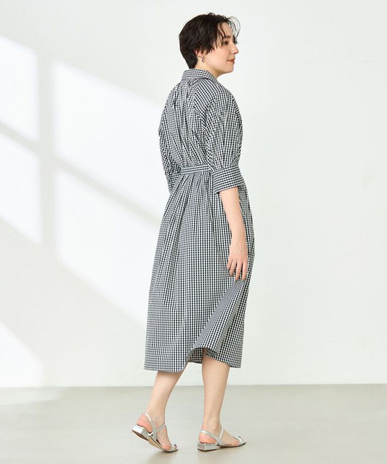 NOLLEY'S「ウォッシャブル高密度ストレッチシャツワンピース」|ワンピース|