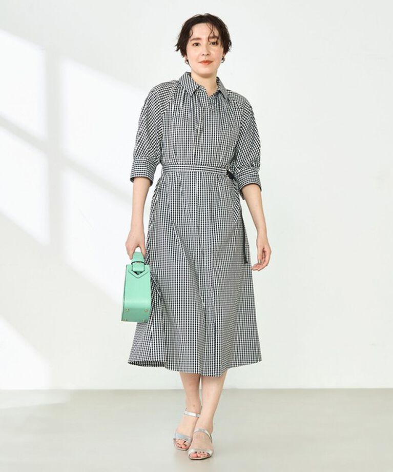 NOLLEY'S「ウォッシャブル高密度ストレッチシャツワンピース」|ワンピース|