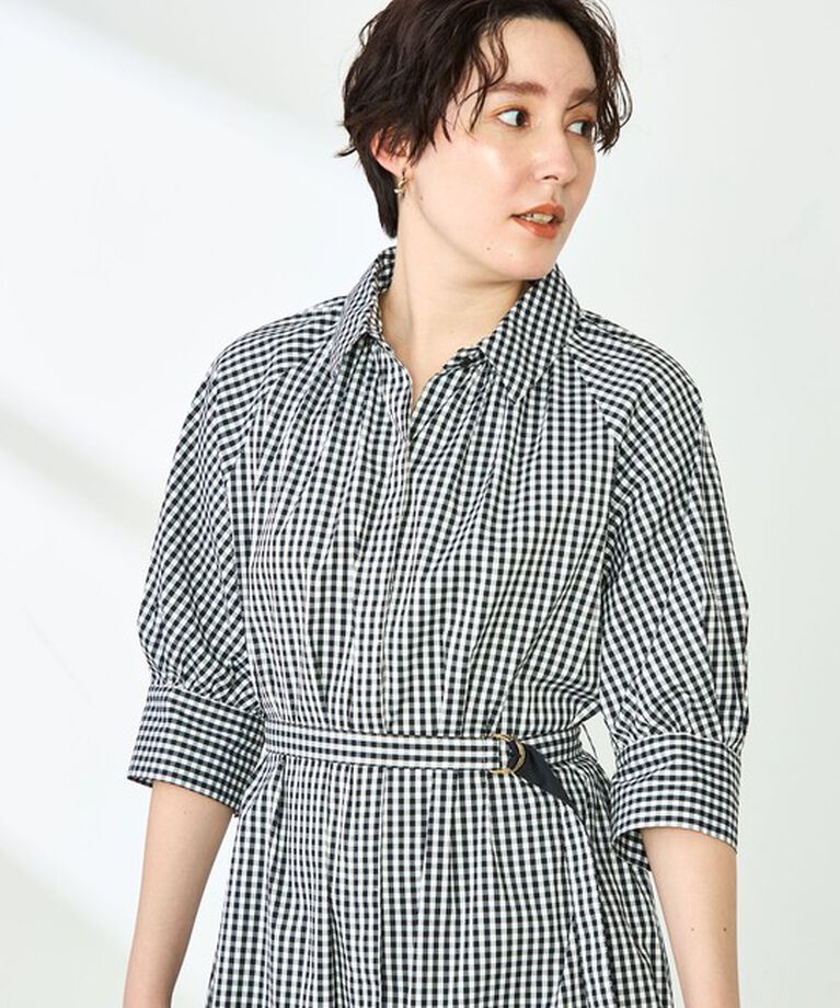 NOLLEY'S「ウォッシャブル高密度ストレッチシャツワンピース」|ワンピース|