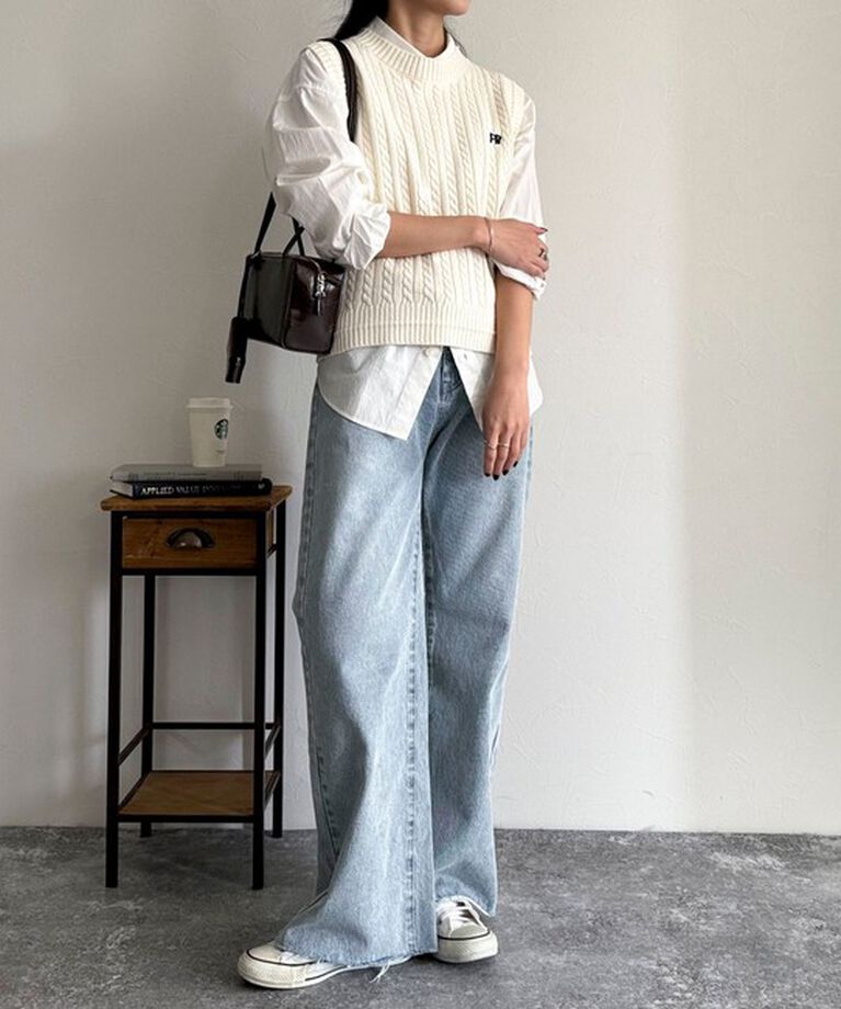 fredy emue「FR刺繍ケーブル柄ニットベスト」|ベスト・ジレ|