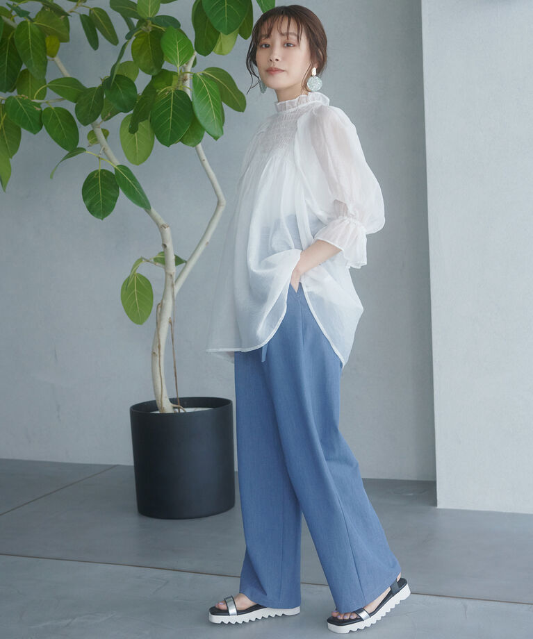 VIS「【高橋愛さんコラボ】上品な透け感で透明感をプラス。シアーブラウス」|シャツ・ブラウス|