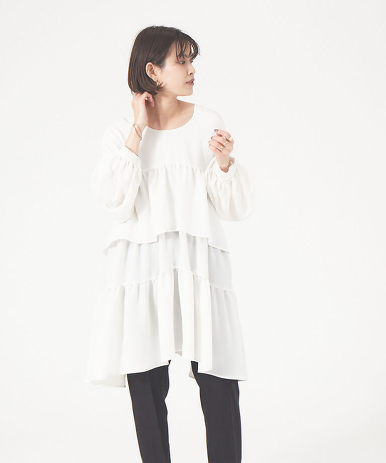 Rouge vif「【BELLE ROBE】ティアードブラウス」|シャツ・ブラウス|オフホワイト