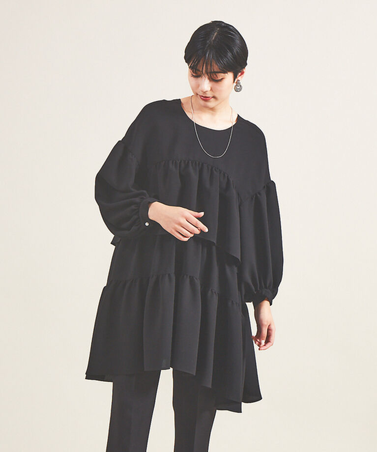 Rouge vif「【BELLE ROBE】ティアードブラウス」|シャツ・ブラウス|ブラック