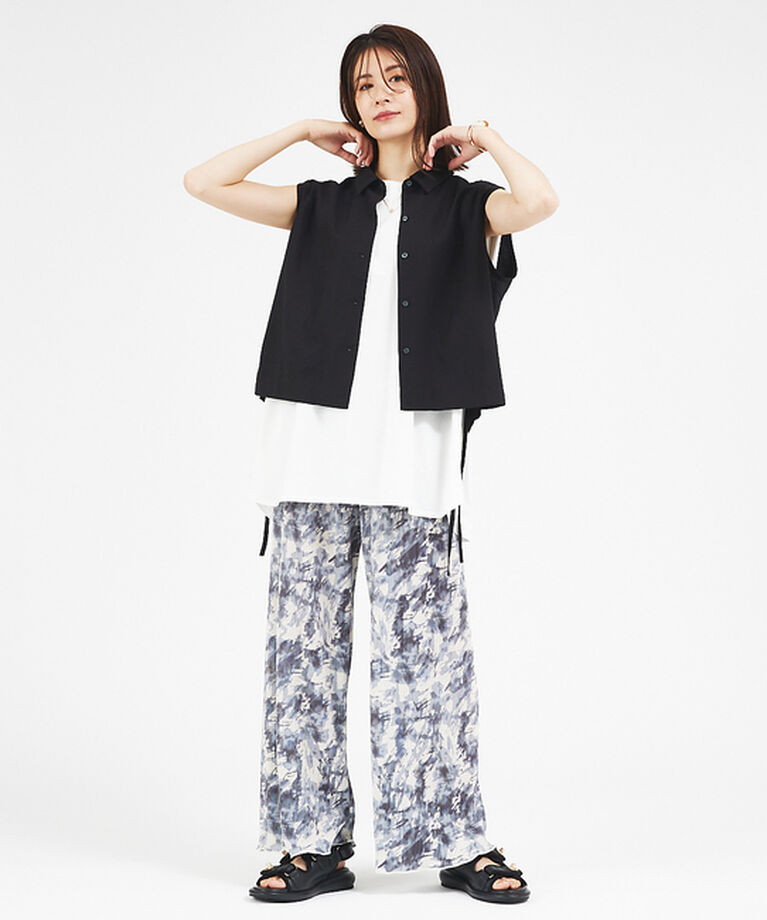 abahouse mavie「【セットアップ対応】レーヨンリネンノースリーブシャツ」|シャツ・ブラウス|