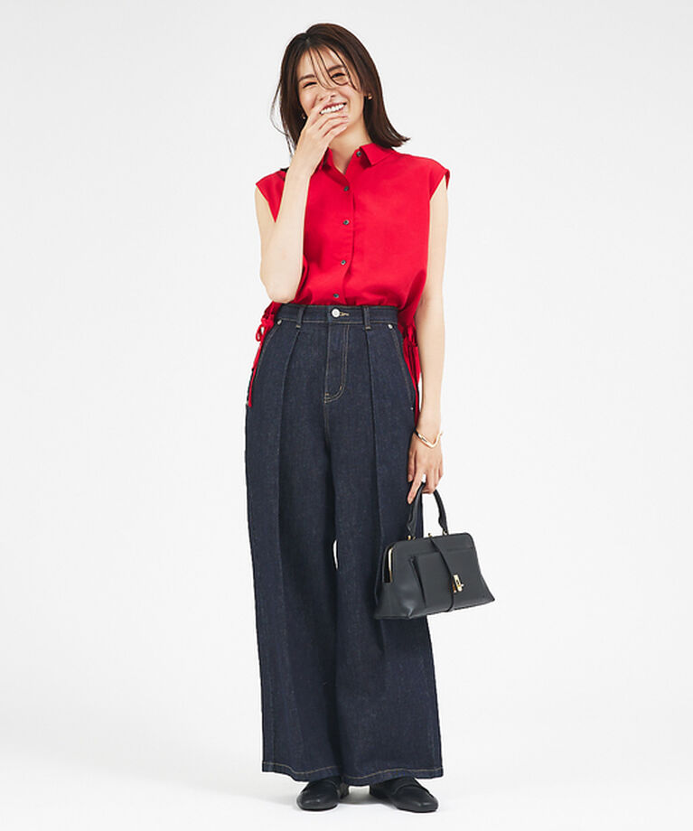 abahouse mavie「【セットアップ対応】レーヨンリネンノースリーブシャツ」|シャツ・ブラウス|