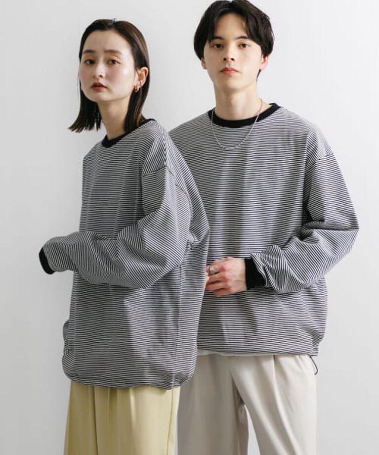 SENSE OF PLACE by URBAN RESEARCH「SENSE OF PLACE 『ユニセックス』アソートドローコードロングスリーブTシャツ」|Tシャツ・カットソー|BLK×WHT