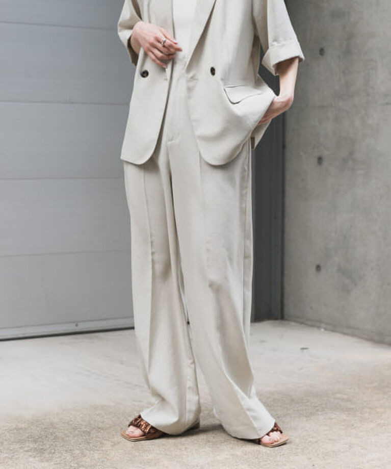 SENSE OF PLACE by URBAN RESEARCH「SENSE OF PLACE 『UR TECH DRYLUXE』リネンライクワイドパンツ」|その他|GREIGE