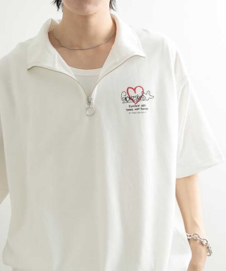 SENSE OF PLACE by URBAN RESEARCH「SENSE OF PLACE 『WEB限定』Mark Gonzales　スタンドハーフZIPドローコードTシャツ」|Tシャツ・カットソー|
