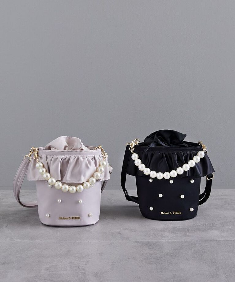 Maison de FLEUR「パール2Wayフリル巾着バッグ」|ハンドバッグ|