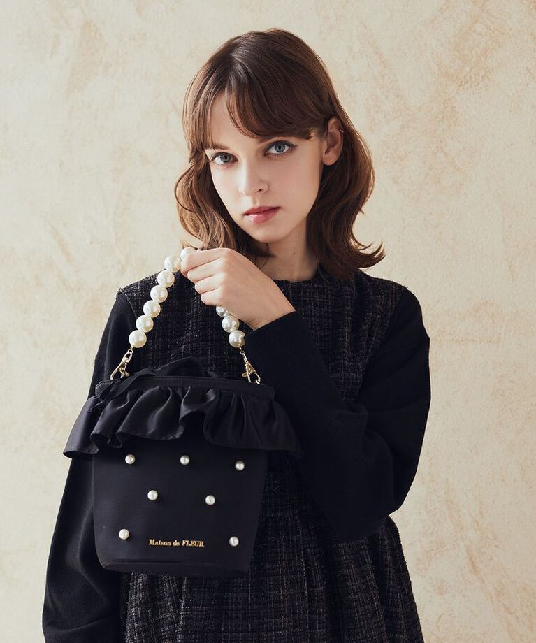 Maison de FLEUR「パール2Wayフリル巾着バッグ」|ハンドバッグ|