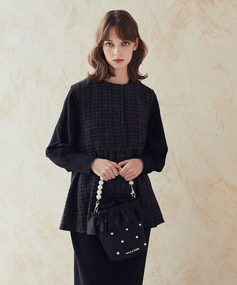 Maison de FLEUR「パール2Wayフリル巾着バッグ」|ハンドバッグ|