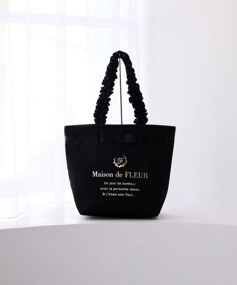 Maison de FLEUR「ブランドロゴフリルハンドルトートMバッグ」|トートバッグ|ブラック