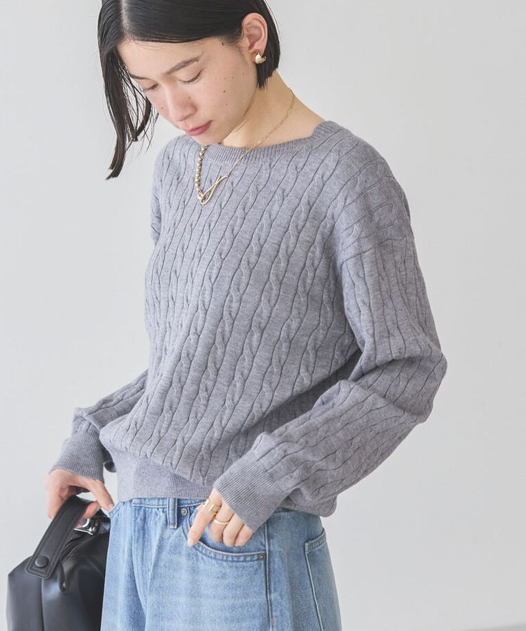 AMERICAN HOLIC「バイパチケーブルニットプルオーバー」|ニット・セーター|Light Gray Mixture