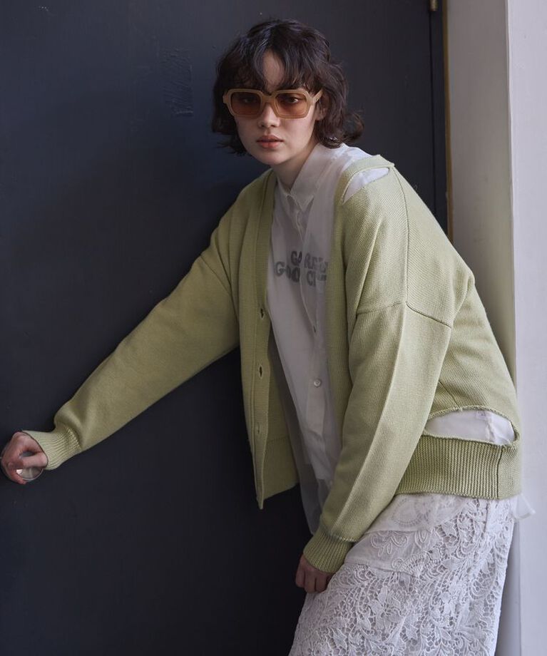 GARAGE OF GOOD CLOTHING「カットアウトニットカーディガン」|カーディガン|Light Green
