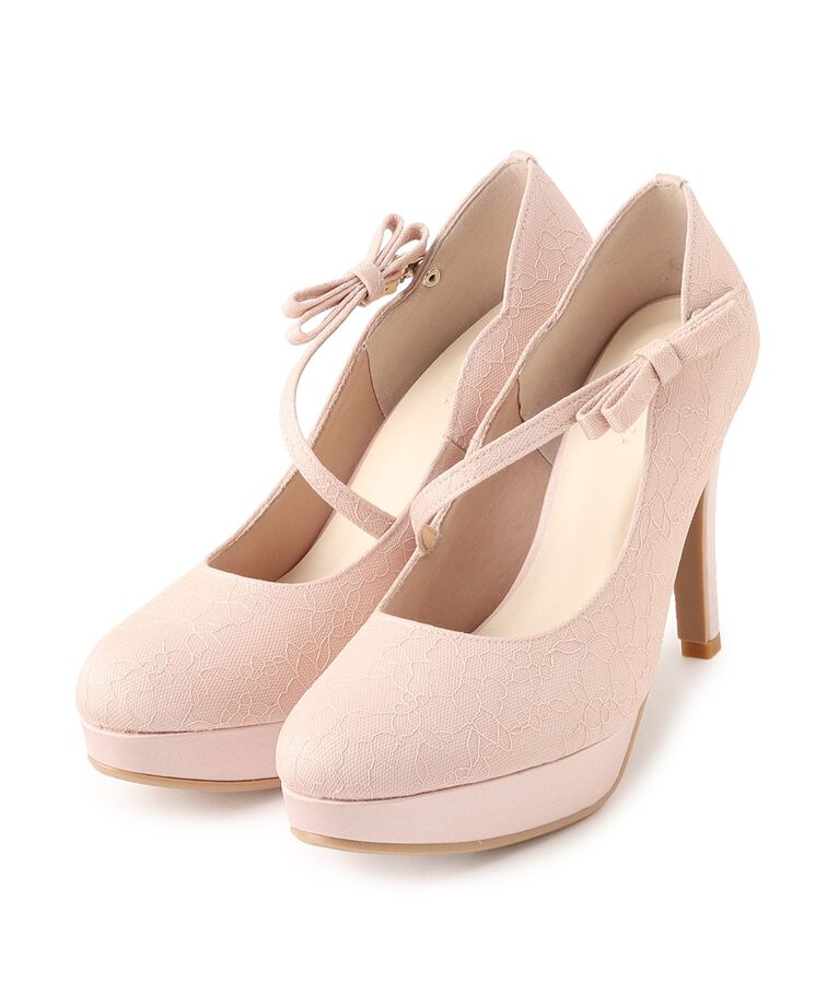 ESPERANZA「斜めストラップ厚底リボンパンプス 結婚式二次会 パーティー 24SS」|パンプス|