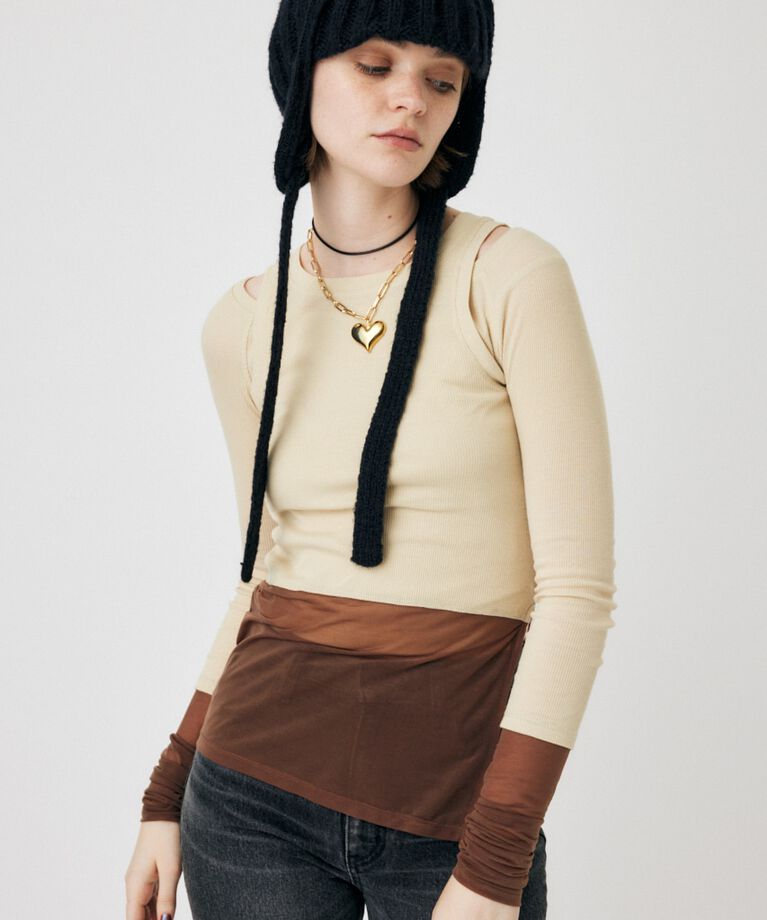 MOUSSY「COLOR BLOCK DOUBLE LAYER LSTシャツ」|Tシャツ・カットソー|