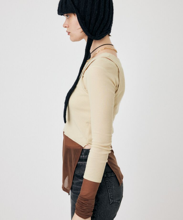 MOUSSY「COLOR BLOCK DOUBLE LAYER LSTシャツ」|Tシャツ・カットソー|