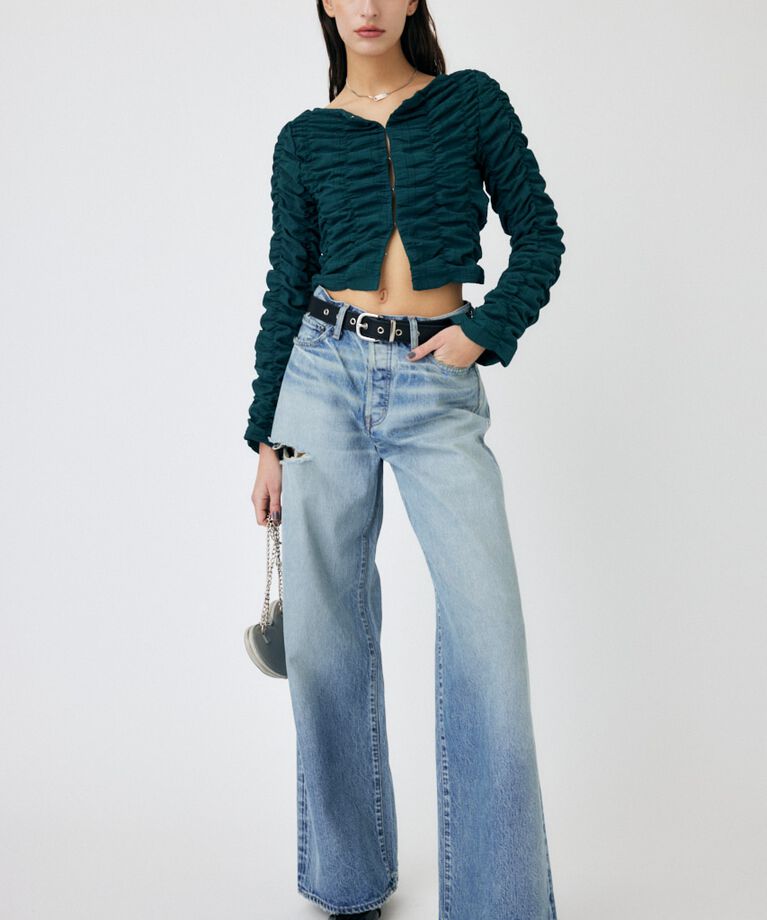 MOUSSY「SHIRRING CROP トップス」|Tシャツ・カットソー|