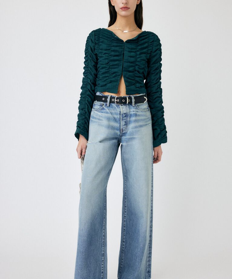 MOUSSY「SHIRRING CROP トップス」|Tシャツ・カットソー|