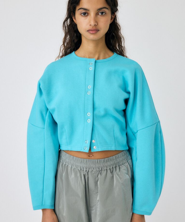 MOUSSY「CURVE SLEEVE TERRY カーディガン」|カーディガン|BLU