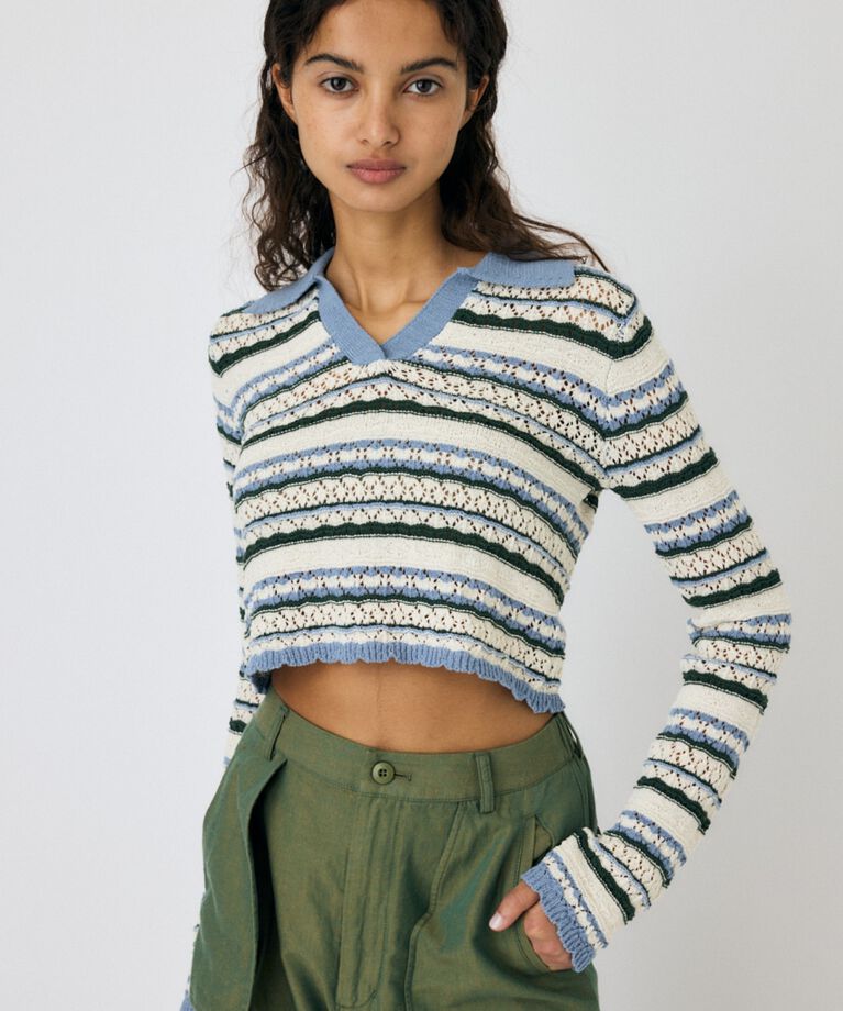 MOUSSY「CROCHET SHIRT ニット」|ニット・セーター|