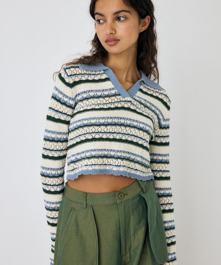 MOUSSY「CROCHET SHIRT ニット」|ニット・セーター|